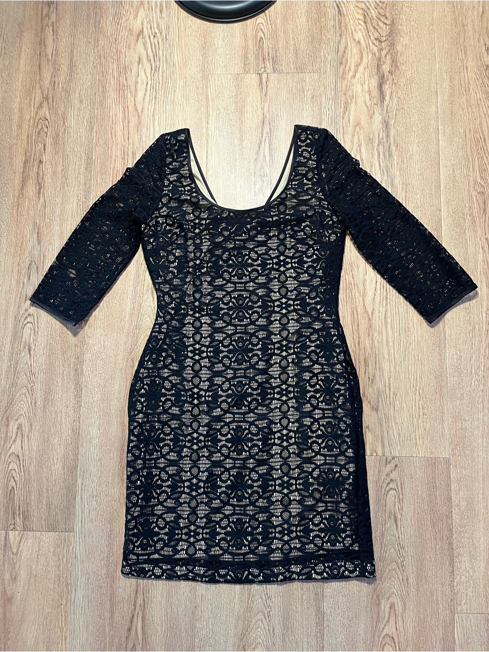 Guess Black Lace Scoop-Neck Mini Dress